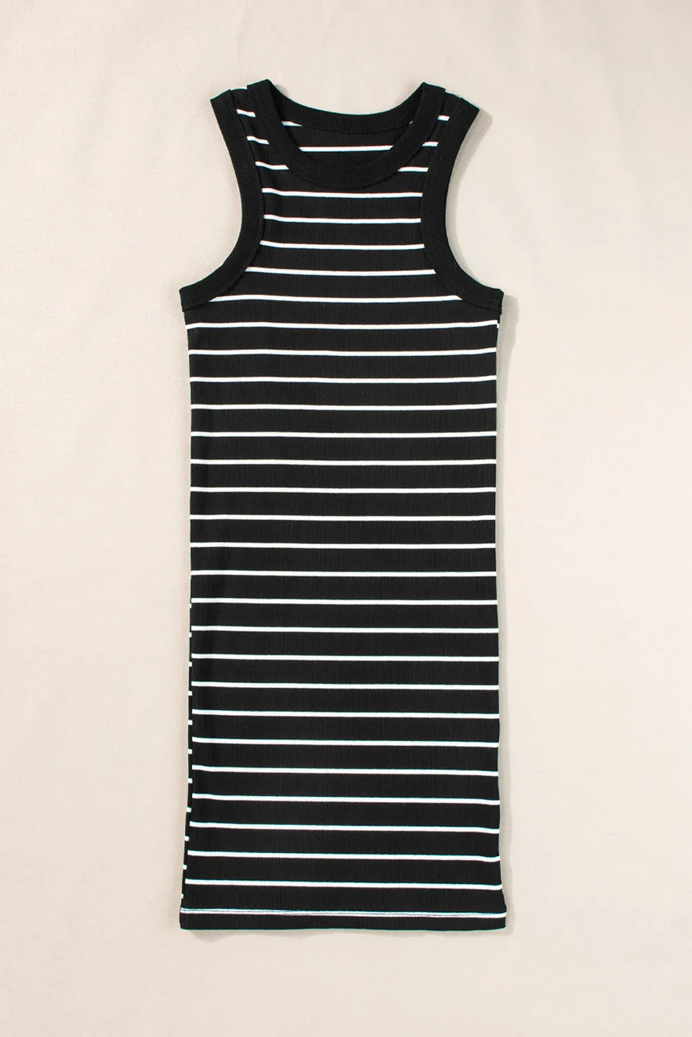 Black Stripe Ribbed Knit Tank Mini Dress sold by Beagle Boutique product image thumbnail 4