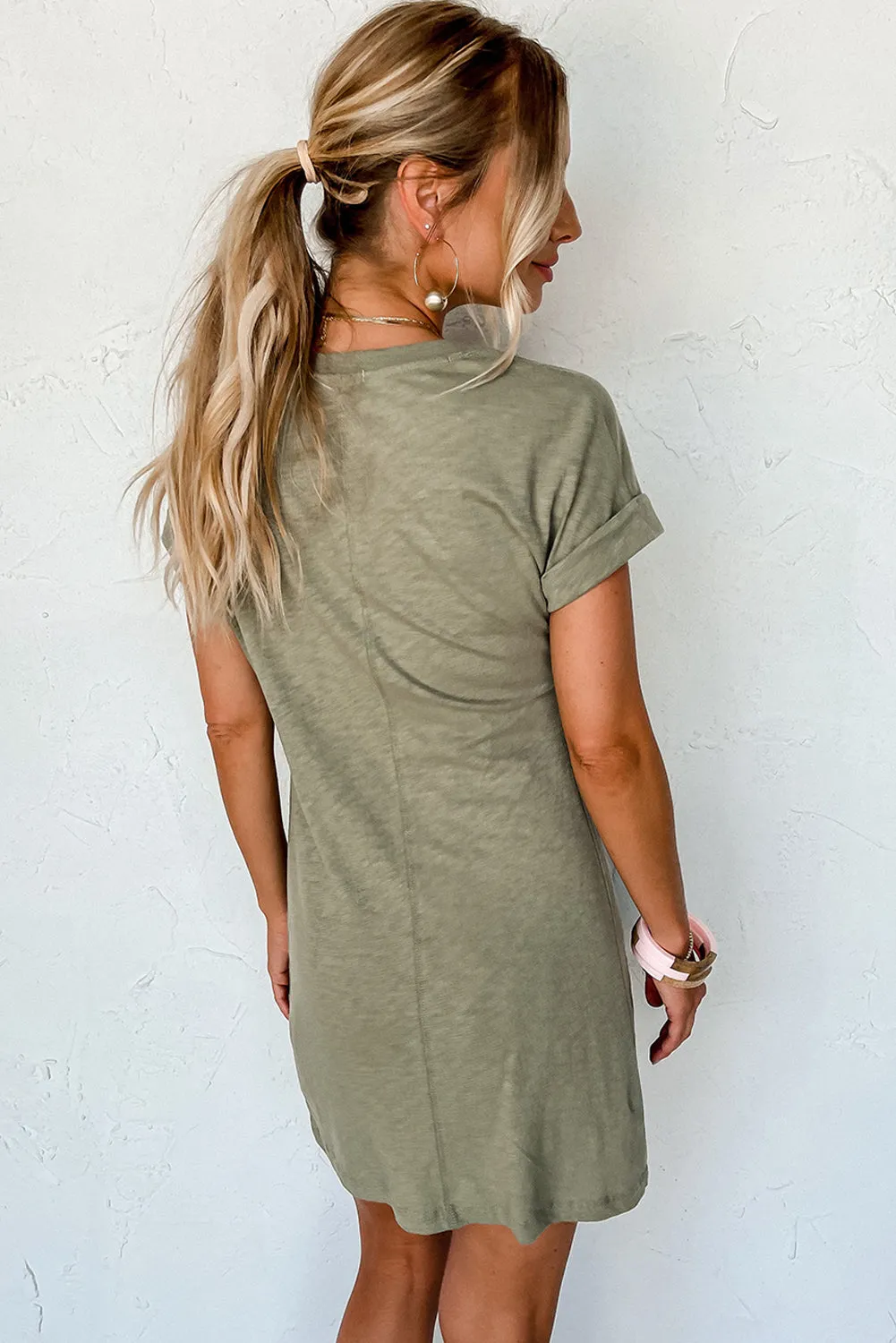 Laurel Green Folded Sleeve Twisted Mini T-Shirt Dress sold by Beagle Boutique product image thumbnail 5
