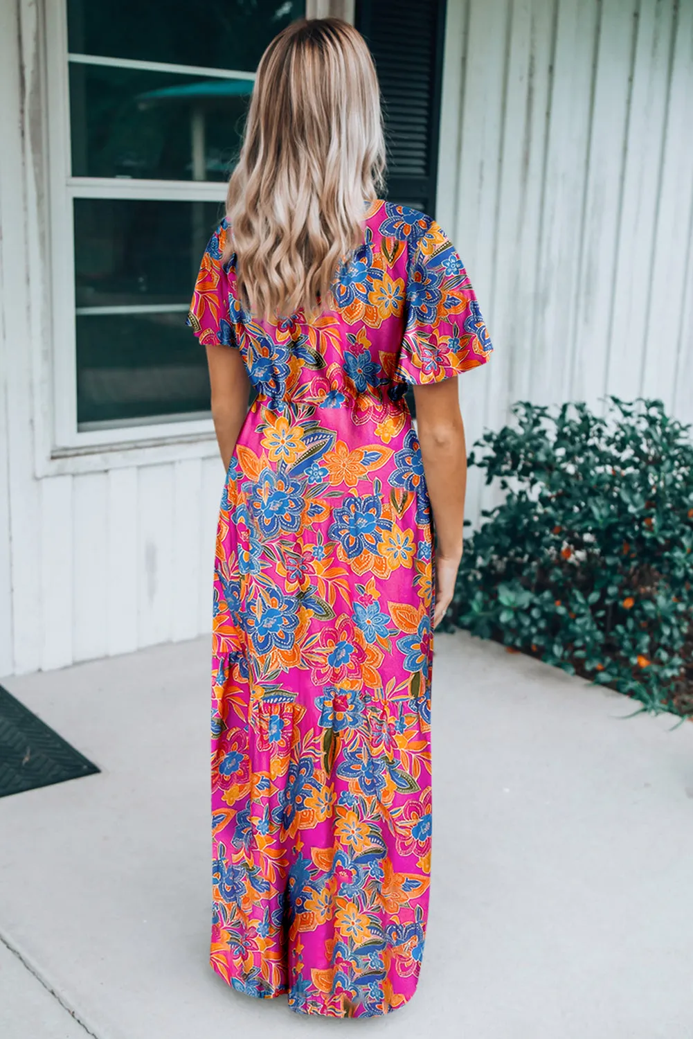 Rose Wrap V Neck Floral Maxi Dress sold by Beagle Boutique product image thumbnail 2
