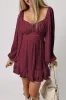 Fiery Red Plain Ruffled High Waist Square Neck Mini Dress sold by Beagle Boutique