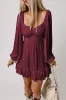 Fiery Red Plain Ruffled High Waist Square Neck Mini Dress sold by Beagle Boutique