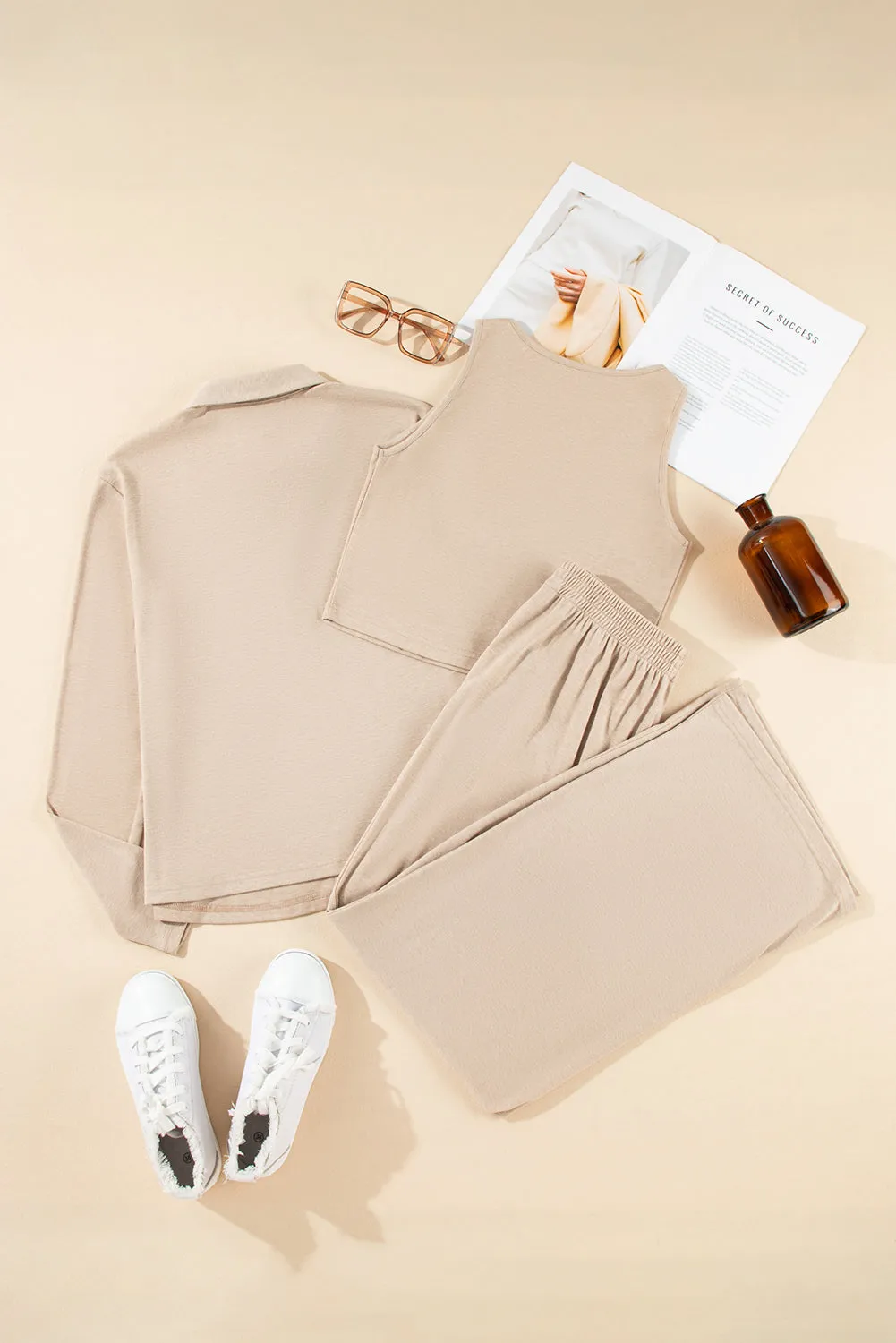Oatmeal 3-Piece Cozy Knit Pyjama Set sold by Beagle Boutique product image thumbnail 5