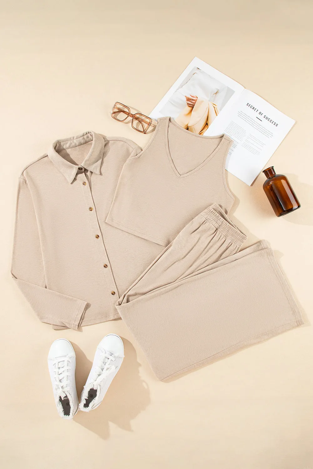 Oatmeal 3-Piece Cozy Knit Pyjama Set sold by Beagle Boutique product image thumbnail 4