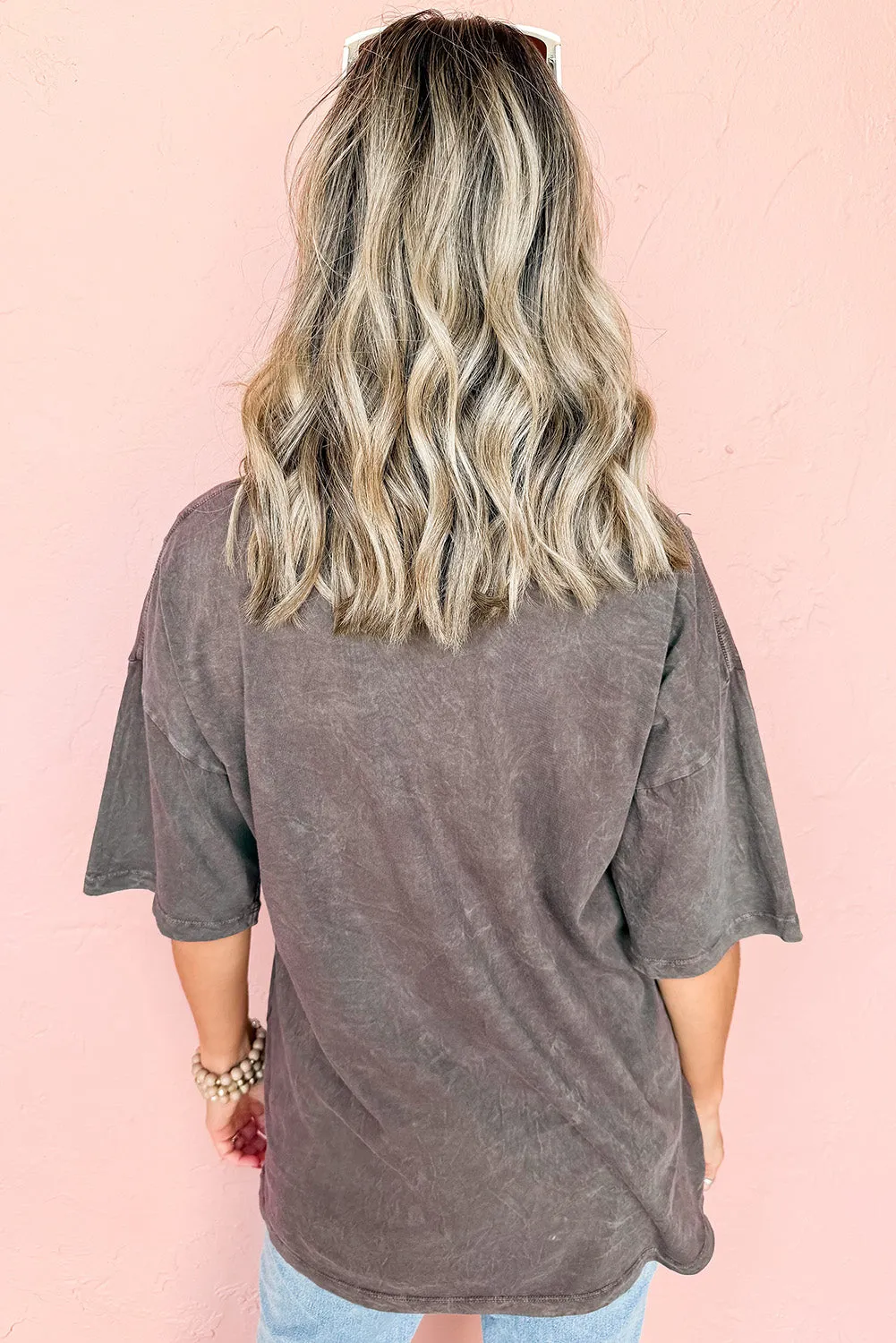 Medium Grey Vintage Cheetah Printed Mineral Wash Graphic Tee sold by Beagle Boutique product image thumbnail 2