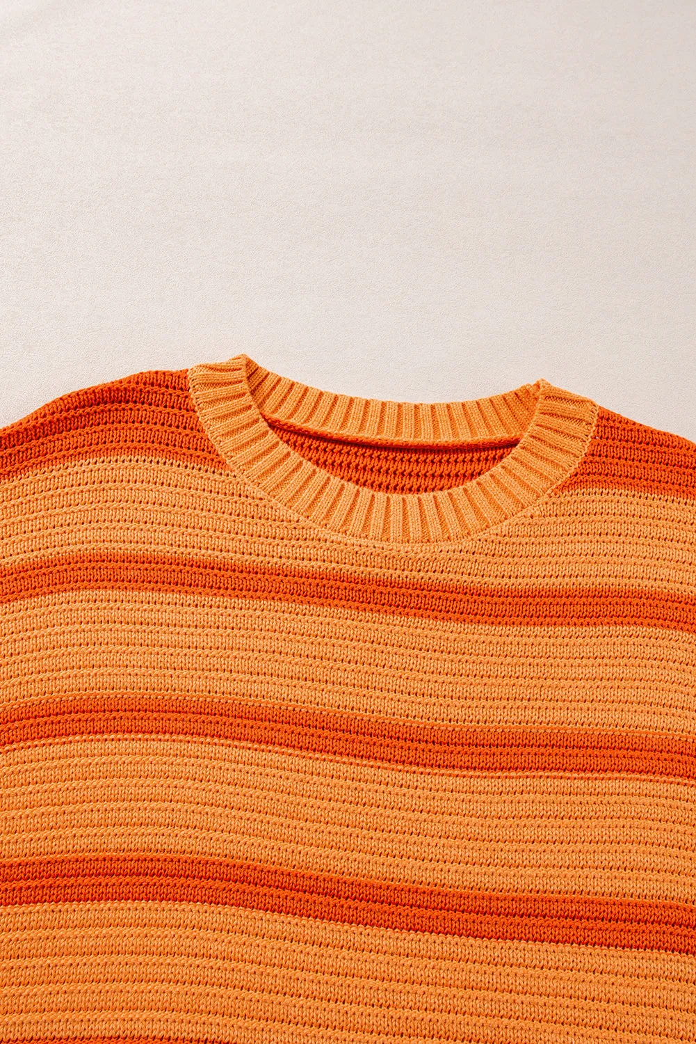 Orange Stripe Colourblock Crew Neck Drop Shoulder Loose Sweater sold by Beagle Boutique product image thumbnail 5