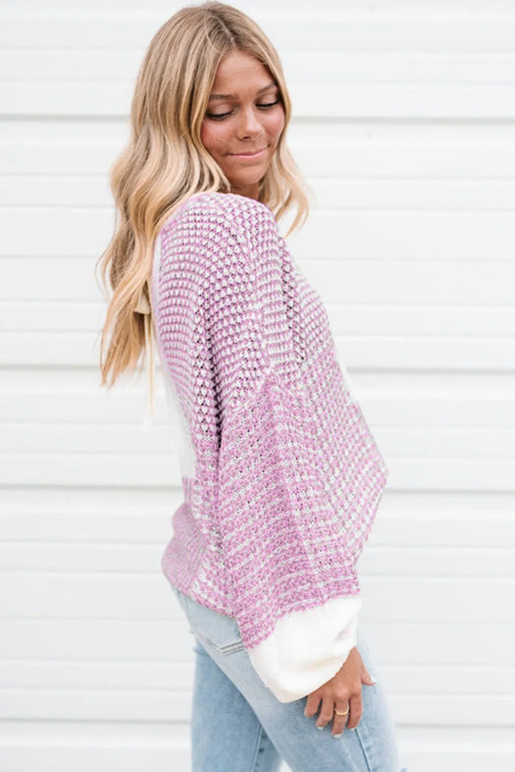 Pink Neutral Colourblock Tie Back Sweater sold by Beagle Boutique product image thumbnail 3