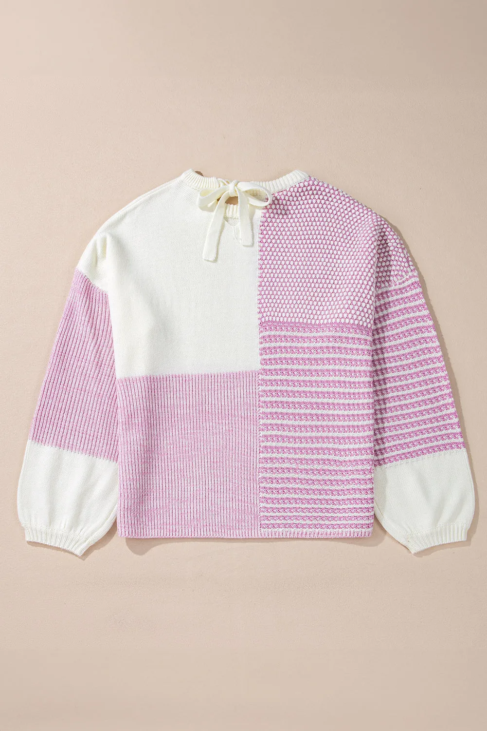 Pink Neutral Colourblock Tie Back Sweater sold by Beagle Boutique product image thumbnail 5