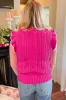 Strawberry Pink Textured Knit Ruffled Mock Neck Sweater Tank sold by Beagle Boutique
