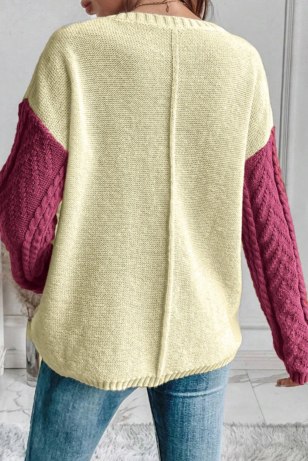 Rose Tan Colourblock Patched Pocket Drop Shoulder Sweater sold by Beagle Boutique product image thumbnail 2