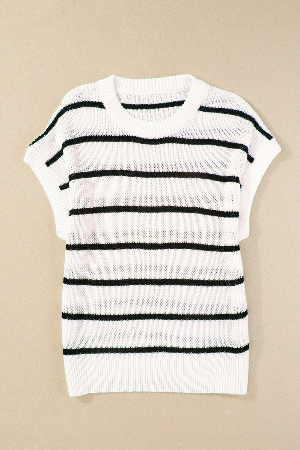 White Stripe Round Neck Batwing Sleeve Sweater sold by Beagle Boutique product image thumbnail 4