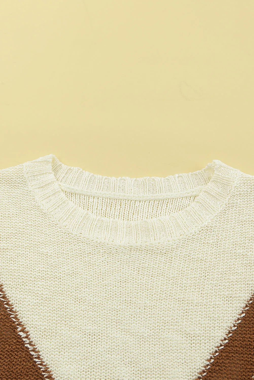 Beige Chevron Striped Drop Shoulder Sweater sold by Beagle Boutique product image thumbnail 4