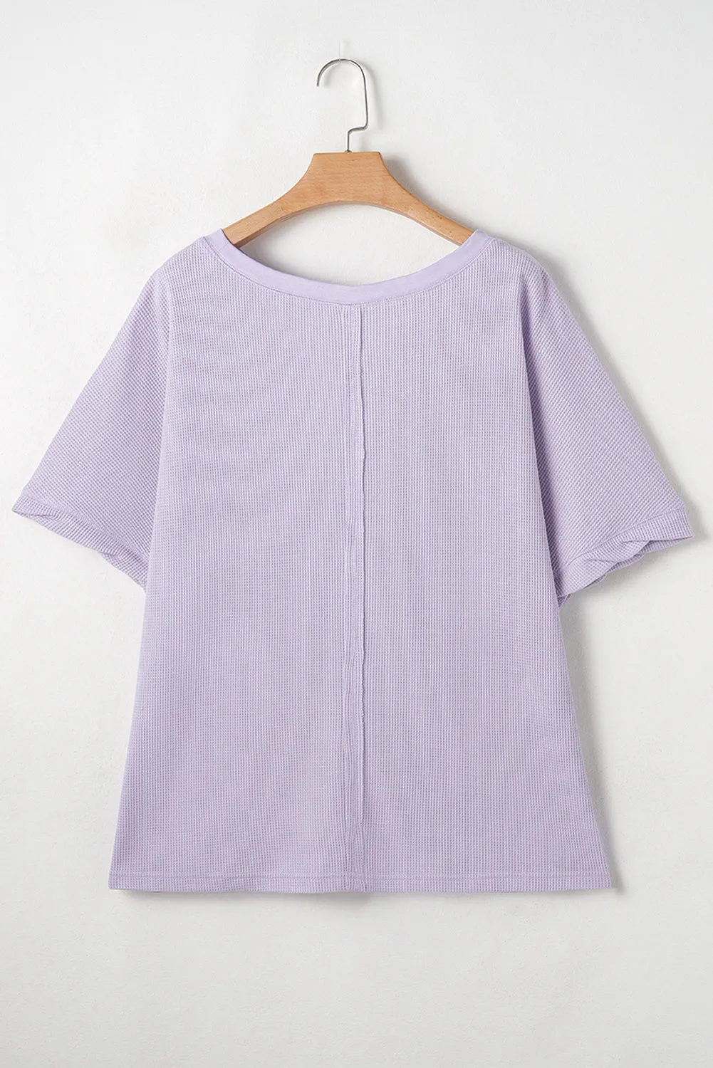 Orchid Petal Waffle Knit Short Sleeve Patched Pocket Plus Size Top sold by Beagle Boutique product image thumbnail 5