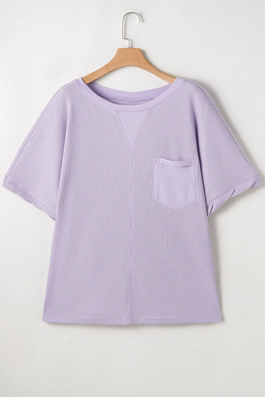 Orchid Petal Waffle Knit Short Sleeve Patched Pocket Plus Size Top sold by Beagle Boutique product image thumbnail 4