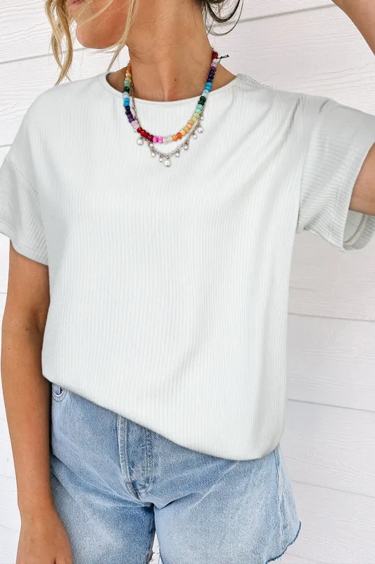 Light Grey Textured Loose T Shirt made by Beagle Boutique