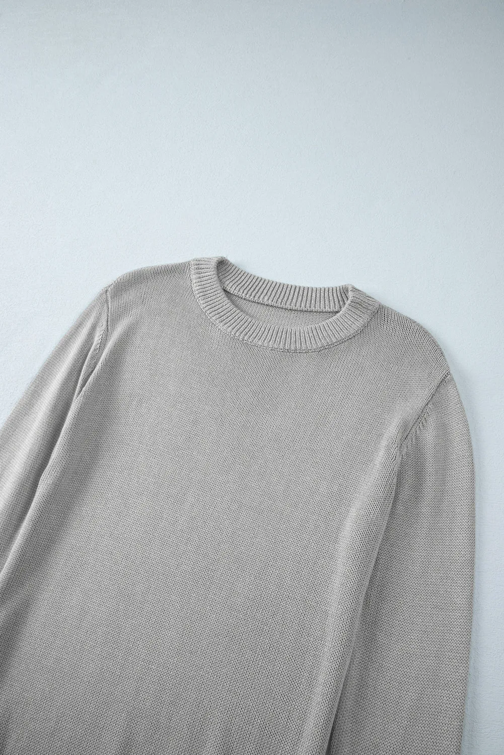 Grey Solid Colour Thumbhole Sleeve Ribbed Edge Sweater sold by Beagle Boutique product image thumbnail 5