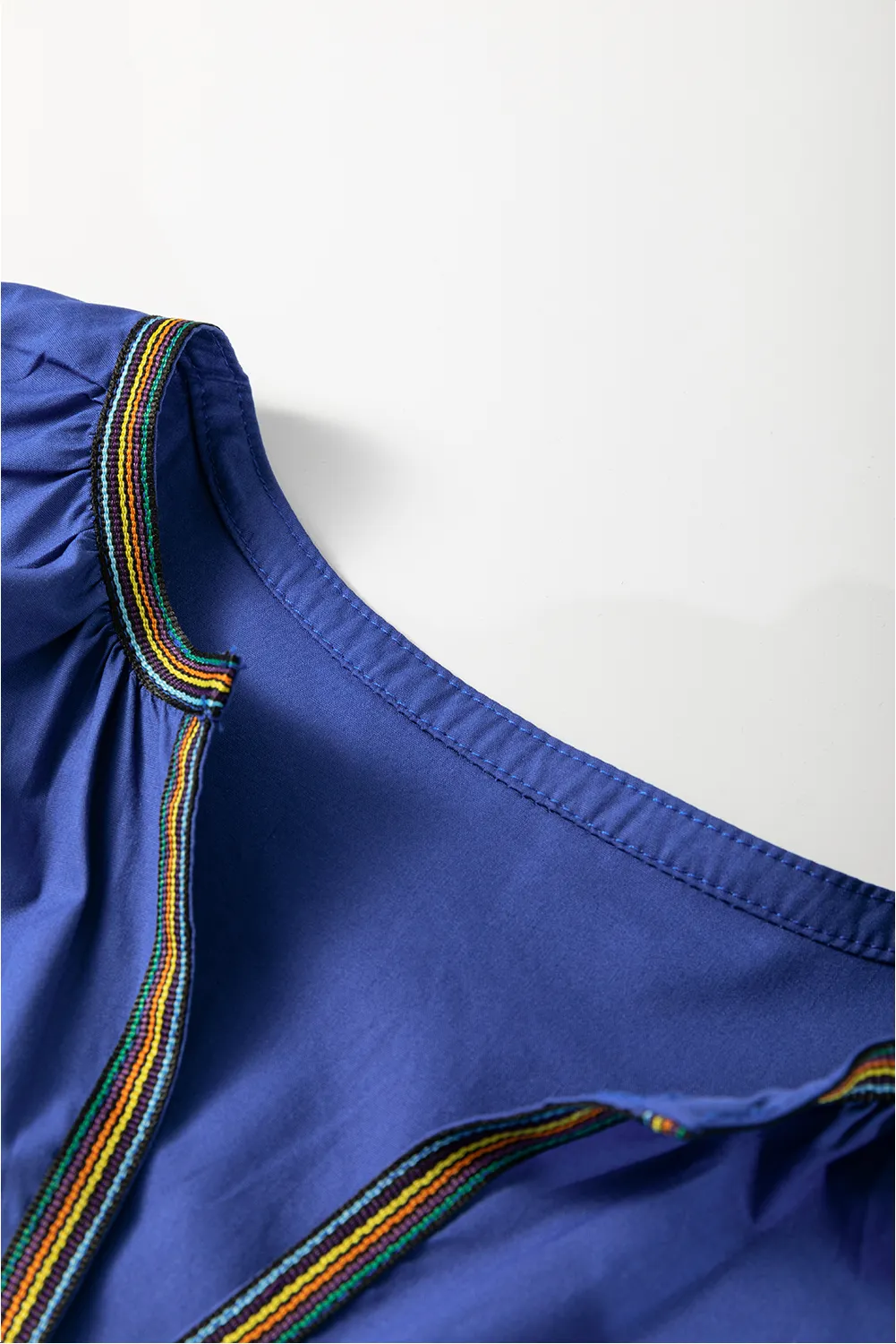 Bluing Colourful Striped Trim Puff Sleeve Pleated Mini Dress sold by Beagle Boutique product image thumbnail 5