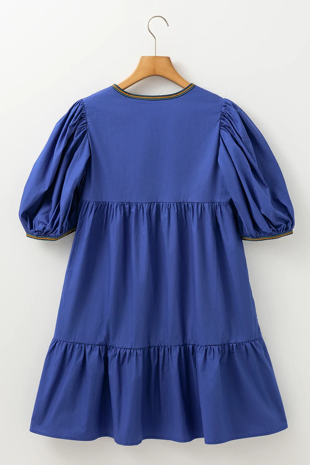 Bluing Colourful Striped Trim Puff Sleeve Pleated Mini Dress sold by Beagle Boutique product image thumbnail 4