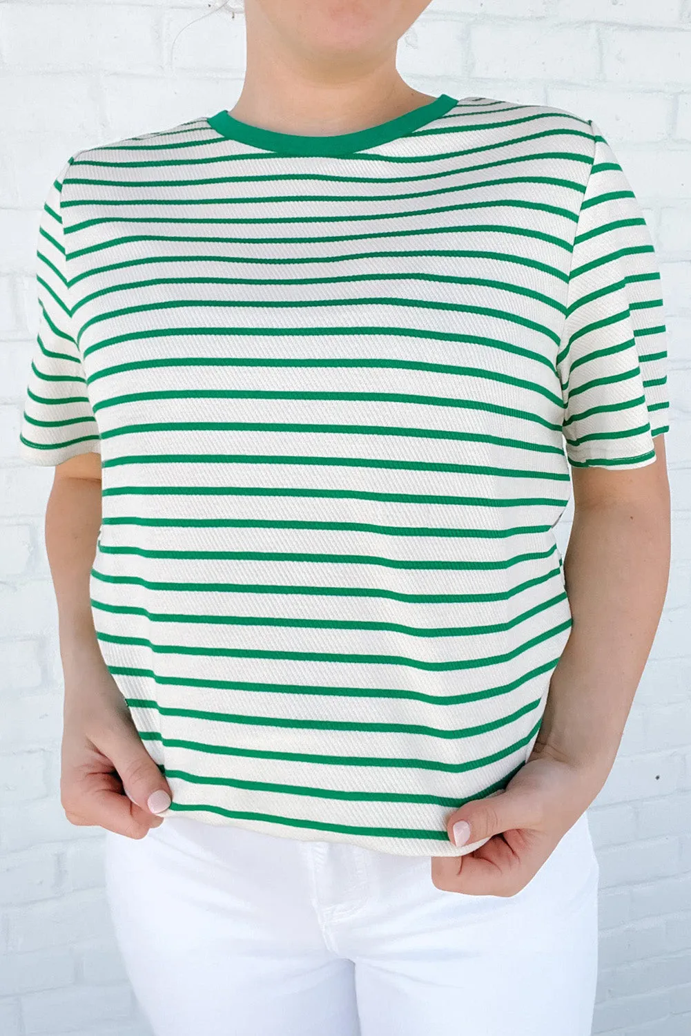Green Stripe Plus Size St Patricks Day Round Neck T Shirt sold by Beagle Boutique