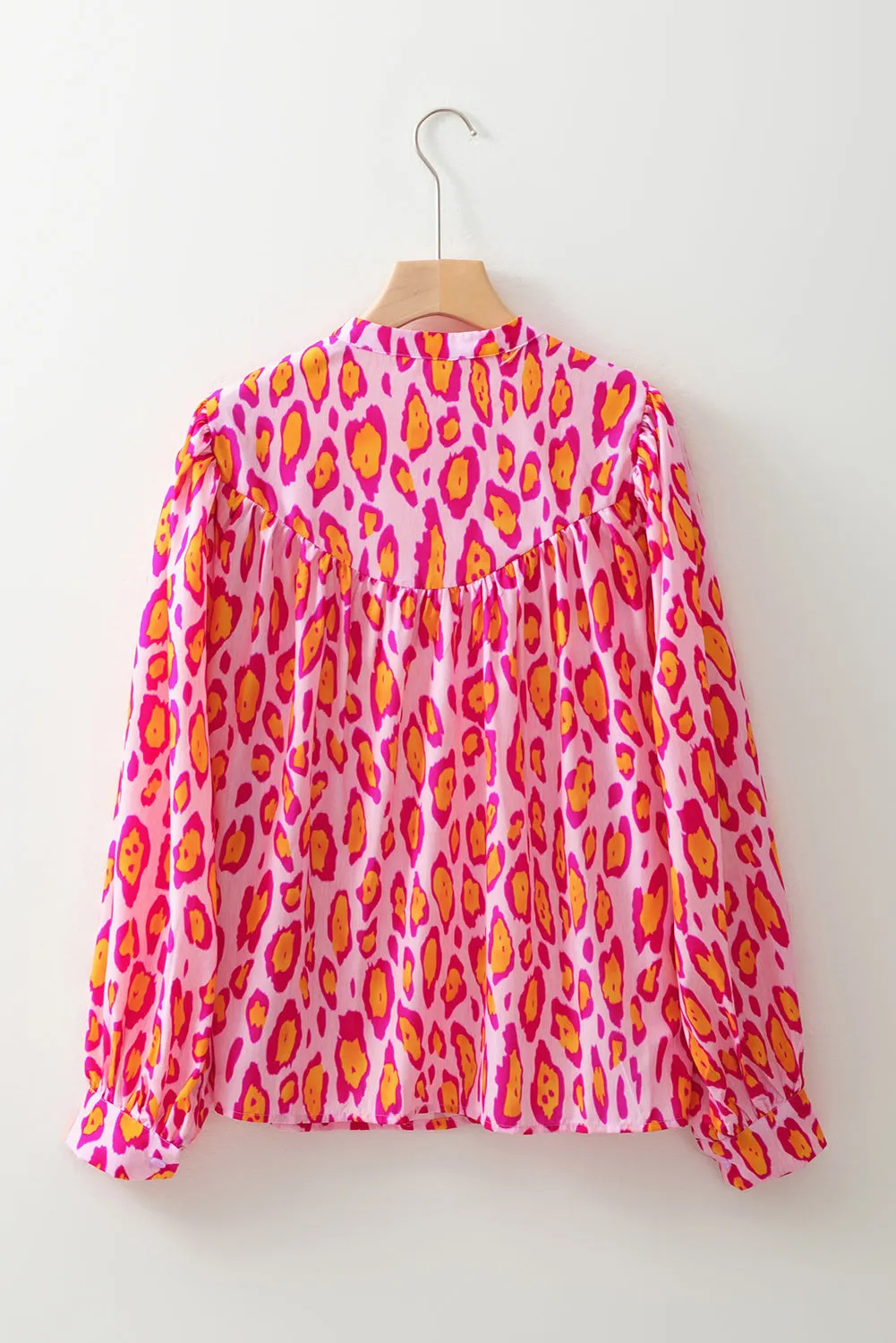 Rose Red Oversized Leopard Print Balloon Sleeve Casual Shirt sold by Beagle Boutique product image thumbnail 5