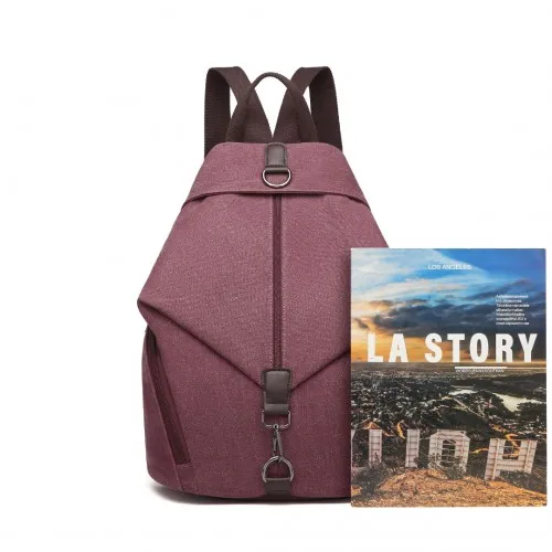 EB2044 - Kono Fashion Anti-Theft Canvas Backpack - Claret sold by Beagle Boutique product image thumbnail 5