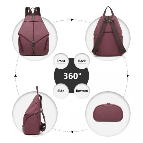 EB2044 - Kono Fashion Anti-Theft Canvas Backpack - Claret sold by Beagle Boutique product image thumbnail 3