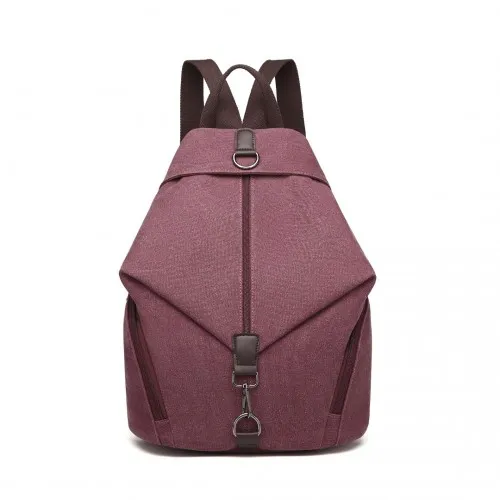 EB2044 - Kono Fashion Anti-Theft Canvas Backpack - Claret sold by Beagle Boutique