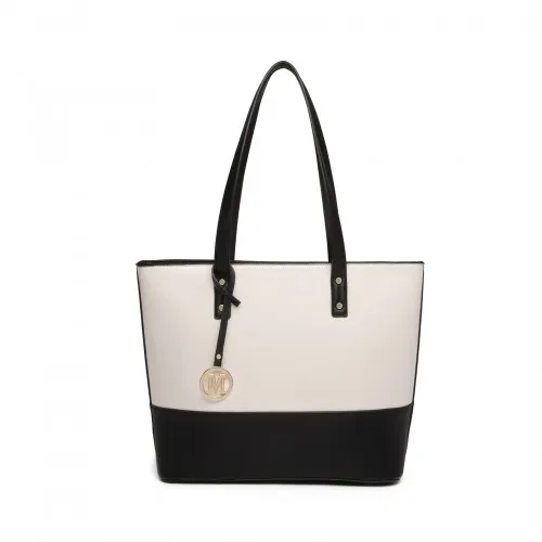 LG2023 - Miss Lulu 3 Piece Leather Look Tote Bag Set - Black And Beige sold by Beagle Boutique product image thumbnail 2