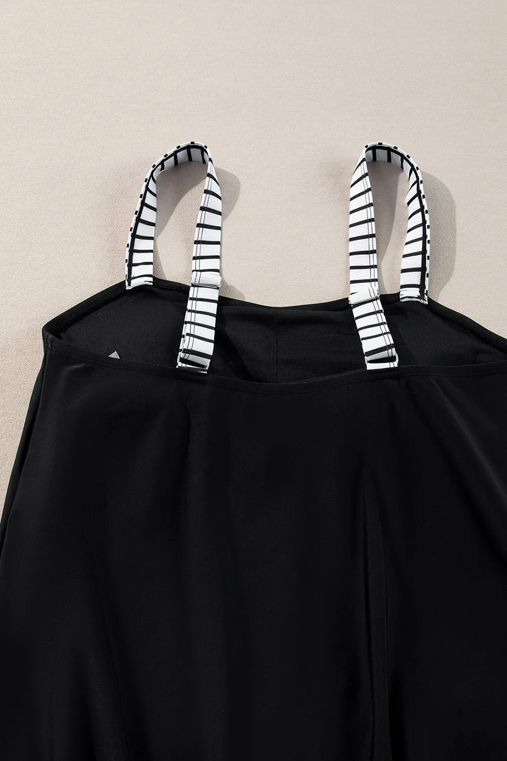 Black Striped Patchwork Side Drawstring Bottoms Tankini Set sold by Beagle Boutique product image thumbnail 5