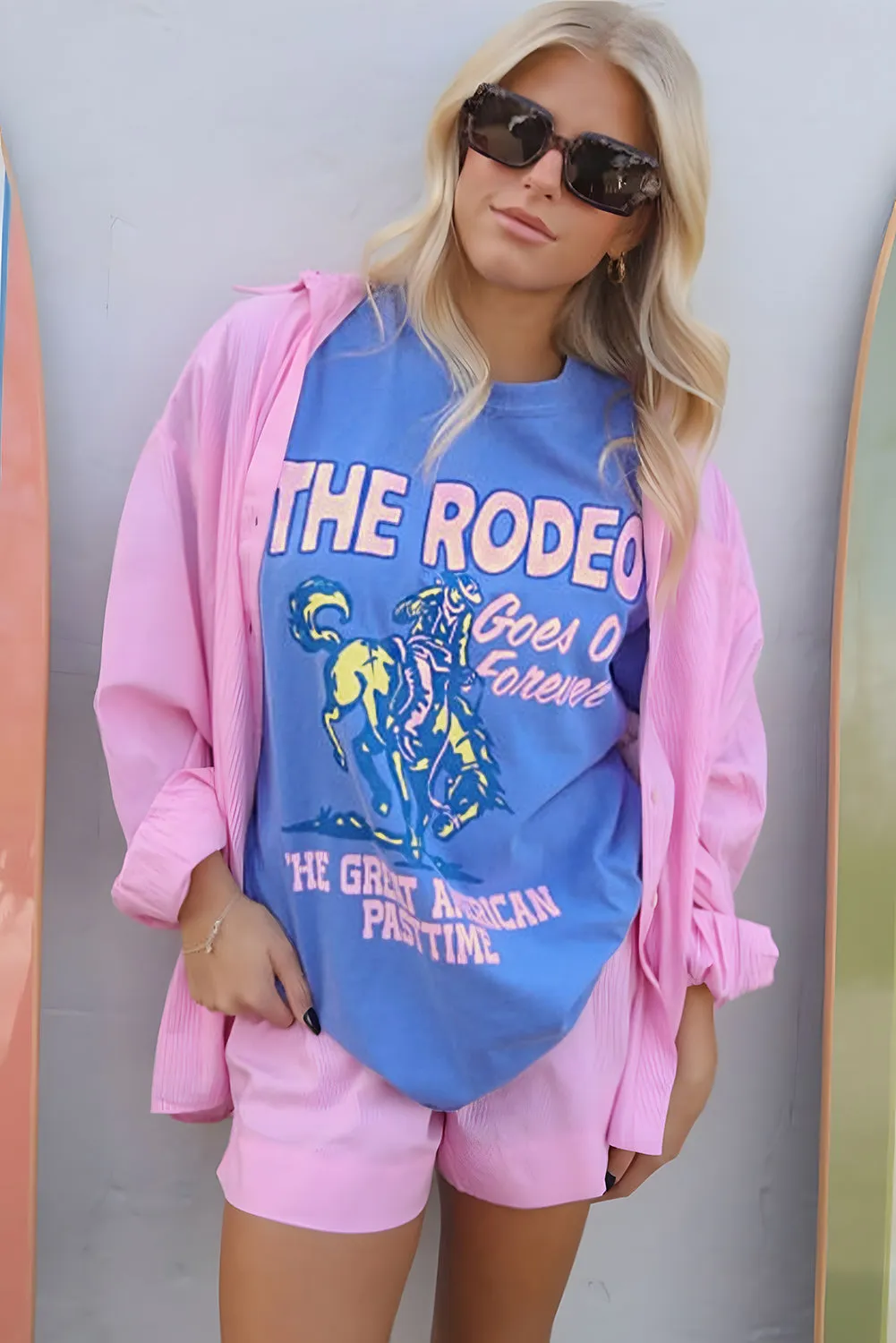 Sky Blue Rodeo Forever Western Graphic Tee sold by Beagle Boutique product image thumbnail 4