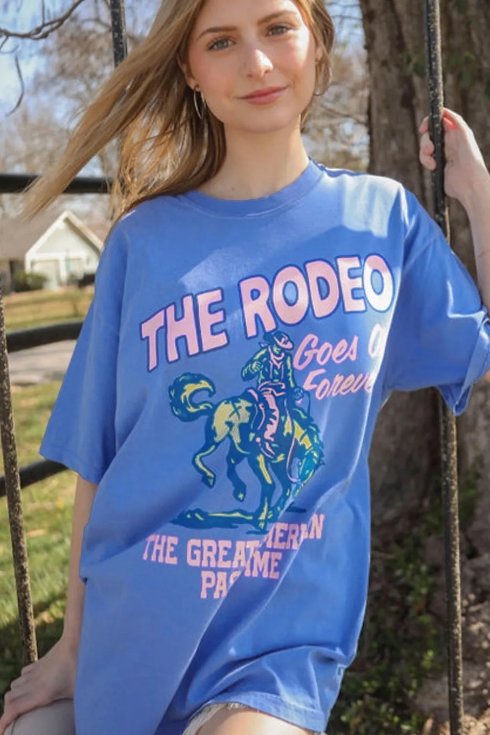 Sky Blue Rodeo Forever Western Graphic Tee sold by Beagle Boutique product image thumbnail 3