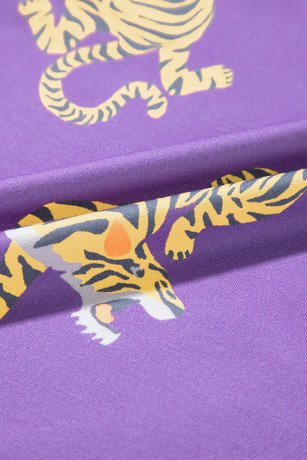 Purple Allover Tiger Printed Patch Pocket Loose T Shirt sold by Beagle Boutique product image thumbnail 5