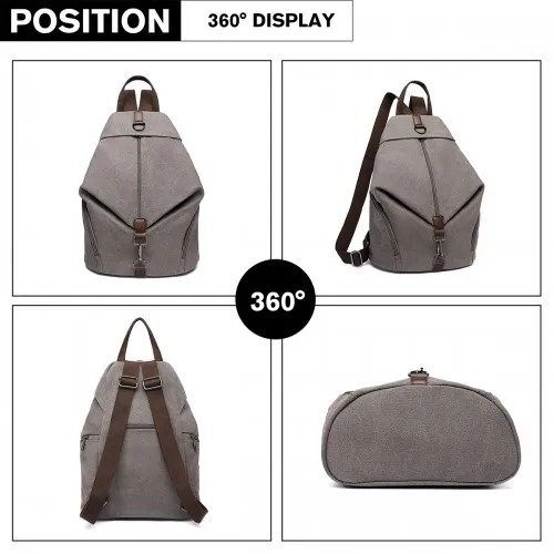 EB2044 - Kono Fashion Anti-Theft Canvas Backpack - Grey sold by Beagle Boutique product image thumbnail 3