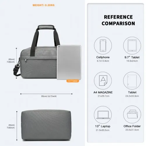E1960S - Kono Lightweight Multi Purpose Unisex Sports Travel Duffel Bag - Grey sold by Beagle Boutique product image thumbnail 4