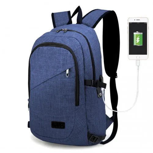 E6715 - Kono Business Laptop Backpack with USB Charging Port - Navy Blue sold by Beagle Boutique