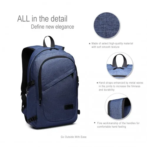 E6715 - Kono Business Laptop Backpack with USB Charging Port - Navy Blue sold by Beagle Boutique product image thumbnail 5