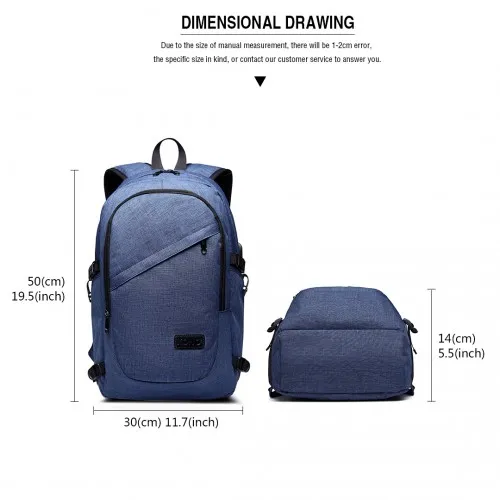 E6715 - Kono Business Laptop Backpack with USB Charging Port - Navy Blue sold by Beagle Boutique product image thumbnail 4