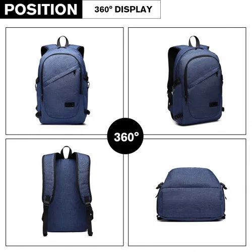 E6715 - Kono Business Laptop Backpack with USB Charging Port - Navy Blue sold by Beagle Boutique product image thumbnail 3