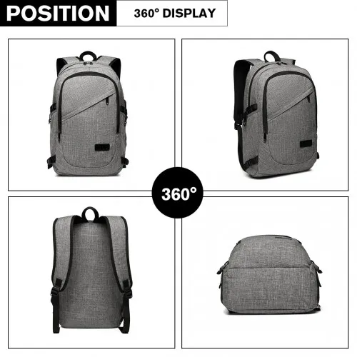 E6715 - Kono Business Laptop Backpack with USB Charging Port - Grey sold by Beagle Boutique product image thumbnail 3