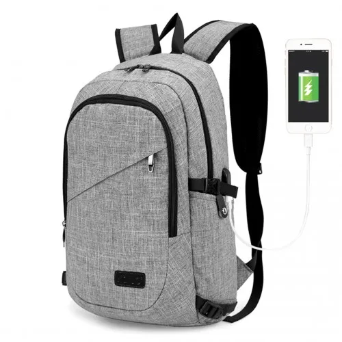 E6715 - Kono Business Laptop Backpack with USB Charging Port - Grey sold by Beagle Boutique