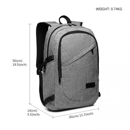 E6715 - Kono Business Laptop Backpack with USB Charging Port - Grey sold by Beagle Boutique product image thumbnail 4