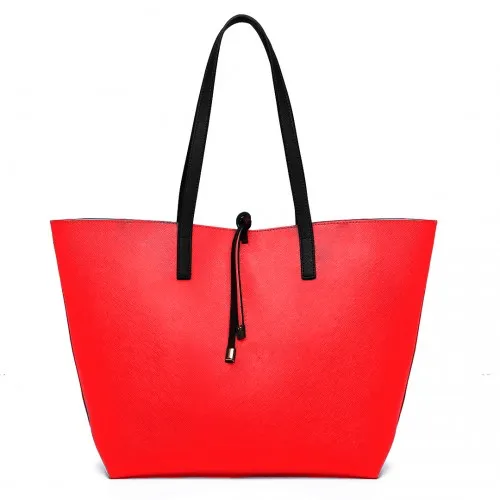 LT6628 - Miss Lulu Women Reversible Contrast Shopper Tote Bag Black sold by Beagle Boutique product image thumbnail 5