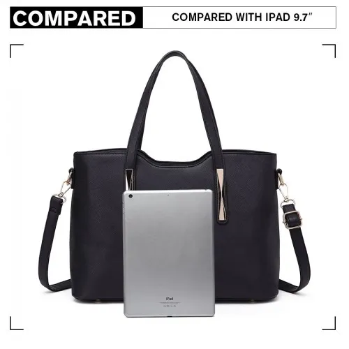 S1719 - Miss Lulu PU Leather Handbag & Purse - Black sold by Beagle Boutique product image thumbnail 5