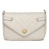 LB2138 - Miss Lulu V-quilted Flap Leather Shoulder Bag - Grey sold by Beagle Boutique