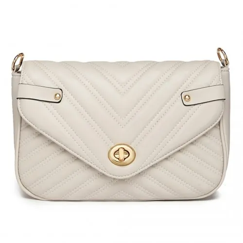 LB2138 - Miss Lulu V-quilted Flap Leather Shoulder Bag - Grey sold by Beagle Boutique product image thumbnail 2