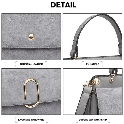 LB6871-MISS LULU STYLISH LADIES LEATHER HANDBAG SHOULDER BAG GREY sold by Beagle Boutique product image thumbnail 4