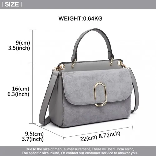 LB6871-MISS LULU STYLISH LADIES LEATHER HANDBAG SHOULDER BAG GREY sold by Beagle Boutique product image thumbnail 5