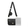 LB2138 - Miss Lulu V-quilted Flap Leather Shoulder Bag - Black sold by Beagle Boutique