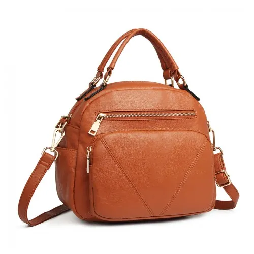 LB6907 - Miss Lulu Bowler Style Shoulder Bag - Brown sold by Beagle Boutique