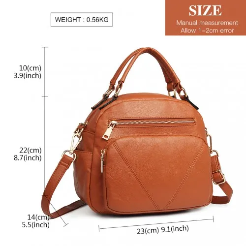 LB6907 - Miss Lulu Bowler Style Shoulder Bag - Brown sold by Beagle Boutique product image thumbnail 4