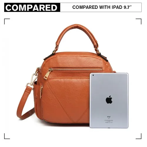 LB6907 - Miss Lulu Bowler Style Shoulder Bag - Brown sold by Beagle Boutique product image thumbnail 5